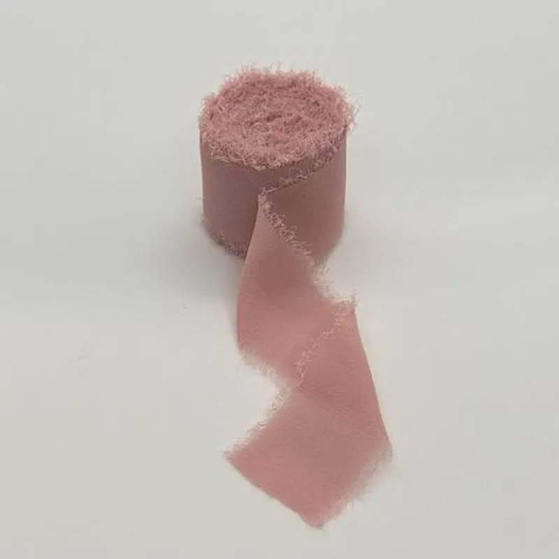 Fita Chiffon Seda Rústica 3,5cm X 5m - Rosa Antigo