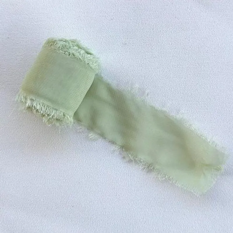 Fita Chiffon Seda Verde Sage 5m - Convite Casamento