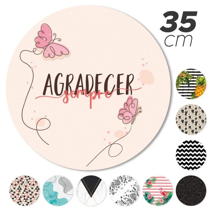 Kit 6 Peça Jogo Americano Base Redonda Mdf Sousplat Gratidão