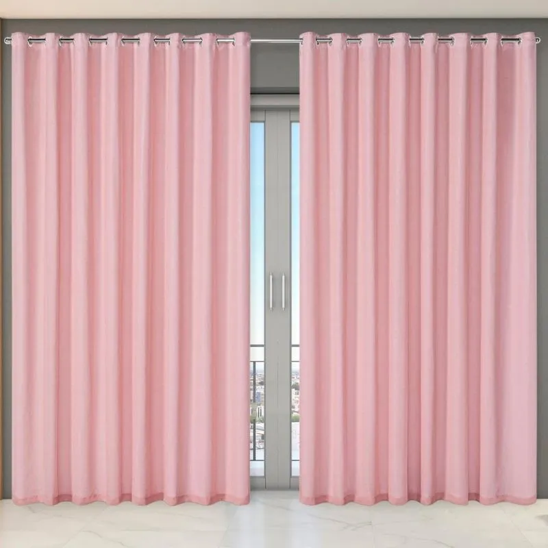 Cortina Dual Forro Voil Gaze Belga 5,60M X 2,70M Luxo Rosa