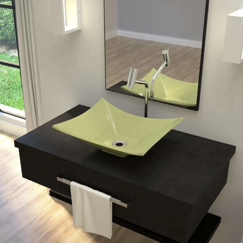 Kit Cuba L38 Com Torneira Link 1062 Metal + Válvula 1'' (2,6cm) Verde Acqua