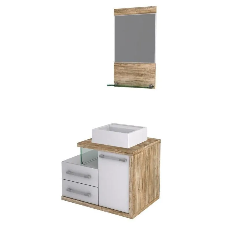 Conjunto Balcão C-cuba Q32 E Espelheira Legno 651 Branco Chess C-branco Chess Branco Chess C-carvalho
