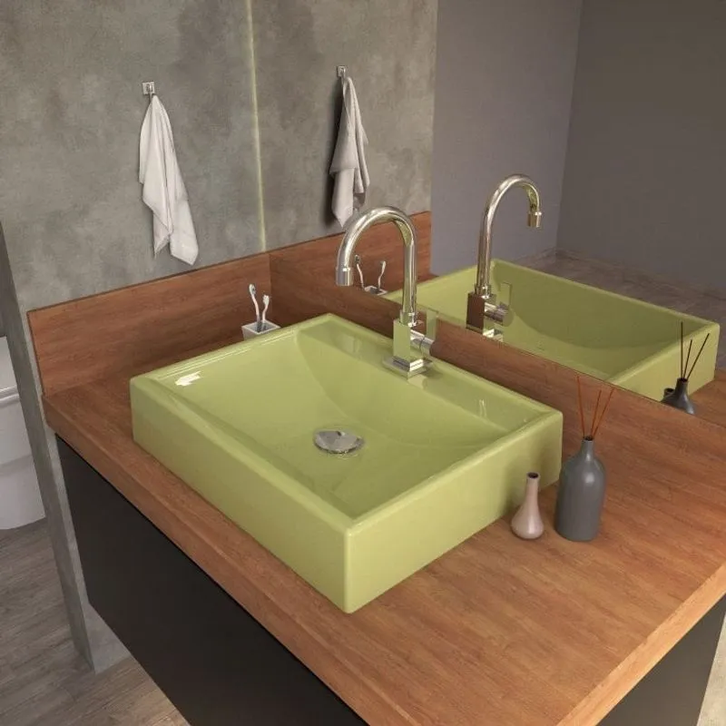 Kit Cuba RT49 com Torneira Luxo 1195 Metal e Válvula Click 1 Polegada G e Sifão Pvc e Flexível Compace Verde Acqua
