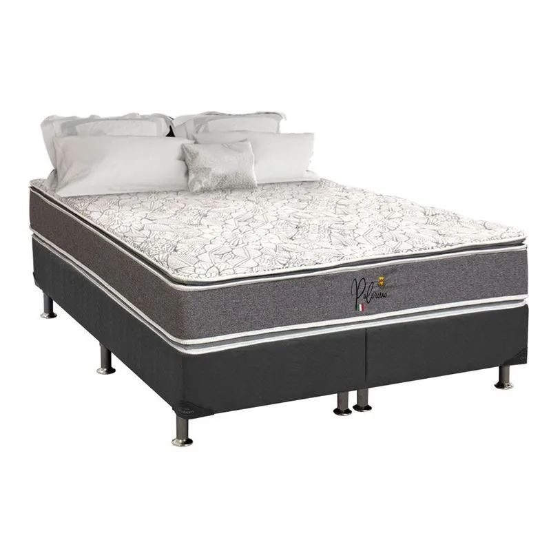 Conjunto Box-Colchão Simbal Pocket Palermo+Cama Universal Cinza King 193