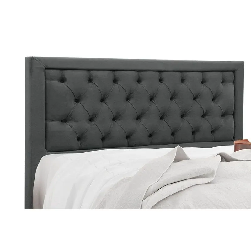 Painel de Cama Box Estofada King Baronesa Plus Suede Cinza - Simbal