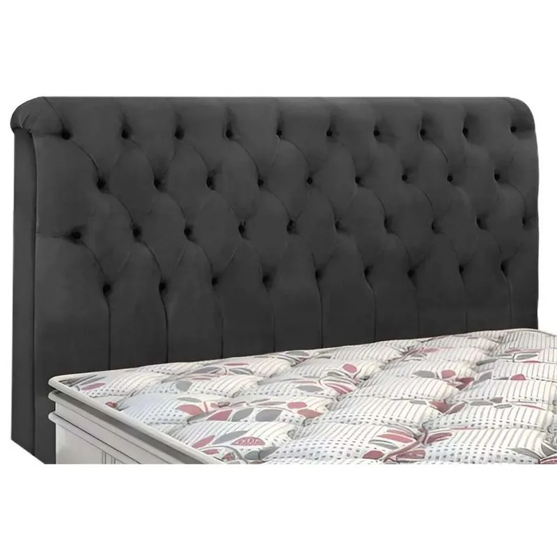 Painel de Cama Box Estofada King Imperatriz Plus Suede Cinza - Simbal