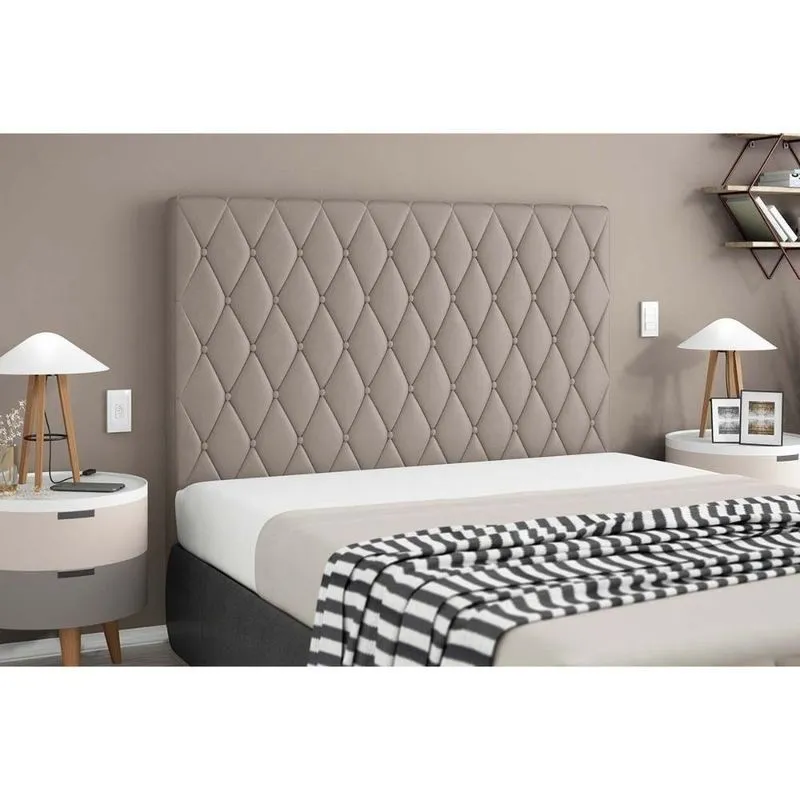 Painel De Cama Box Estofada Casal Camponesa Plus Camurca - Simbal
