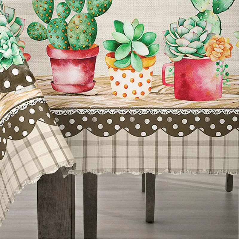 Toalha de Mesa 138x138cm Salehtex Térmica Impermeável Cactos