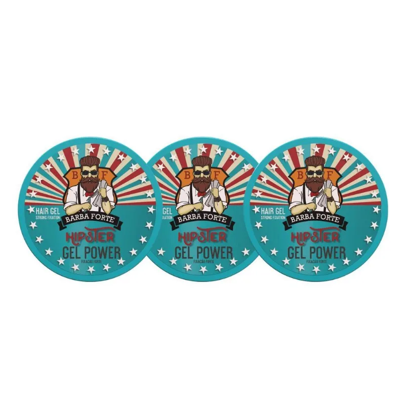 Kit 3 Gel Hipster Barba Forte 200g