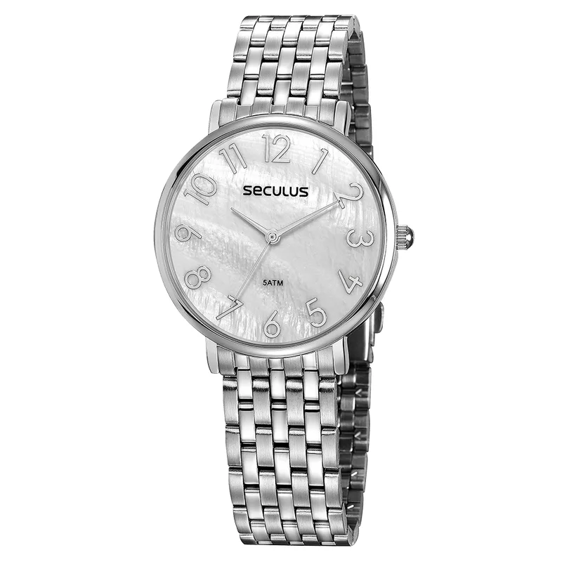 Relógio Feminino Madrepérola Prata 77050