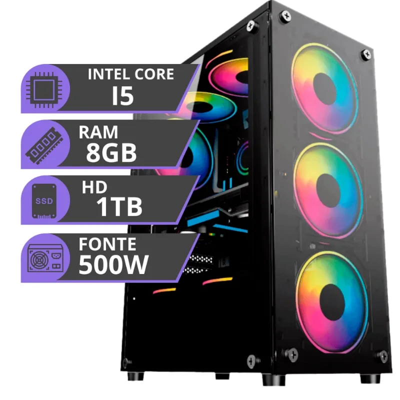 Cpu Pc Gamer Computador Intel I5 8gb Hd 1tb