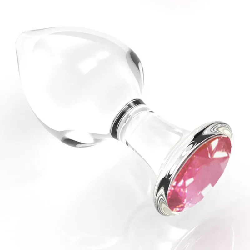 Plug Anal Feito Vidro Transparente Colorido Na Base Grande