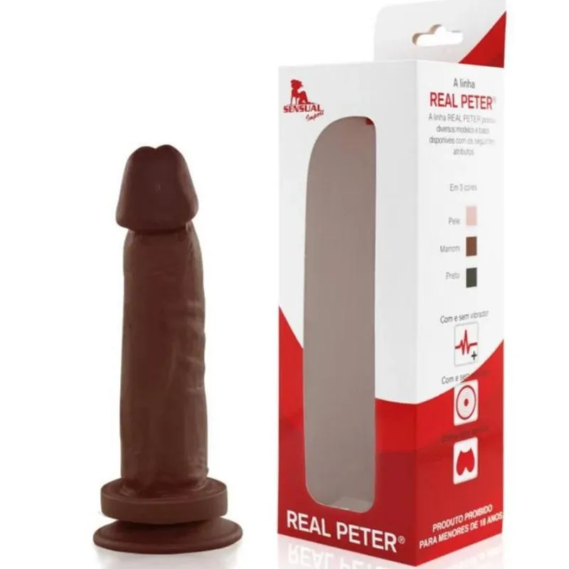 Pênis Real Peter Ventosa Exclusivo 17x4cm Marrom - Sex Shop
