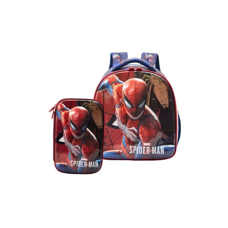 Kit Escolar Lancheira Mochila + Estojo Box Spider-Man Aranha