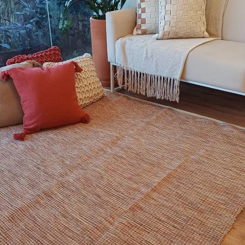 Tapete Artesanal Algodão Sala Slim Aurora Deserto 150 x 200