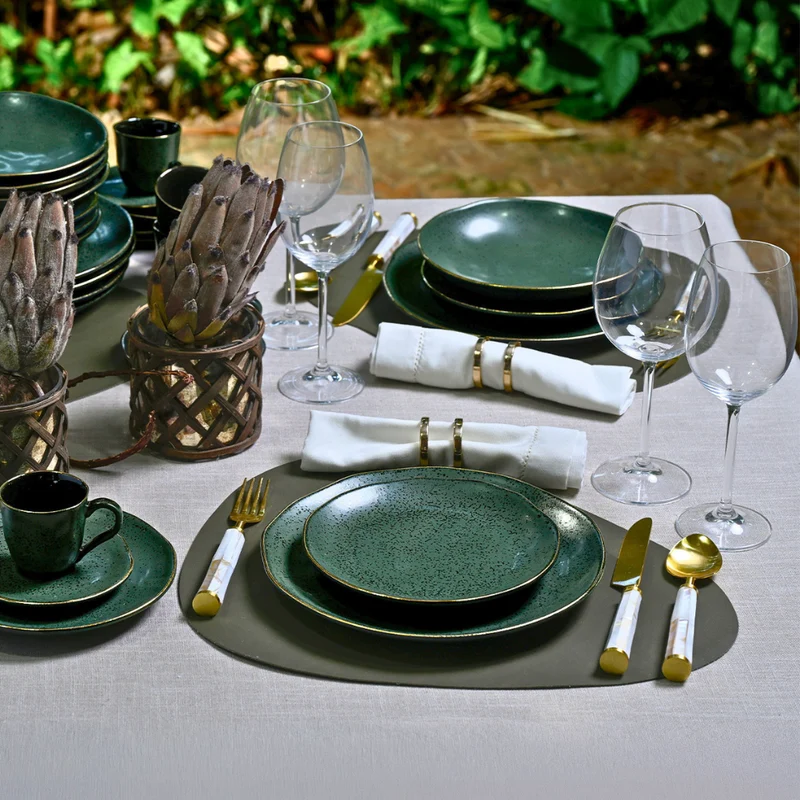 Aparelho de Jantar Stoneware Orgânico Forest Gold Porto Brasil 30 Peças