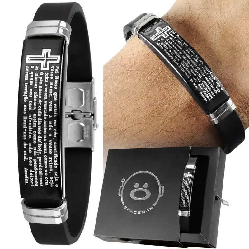 Pulseira Masculino Pai Nosso Aço Inox Garantia + Caixa