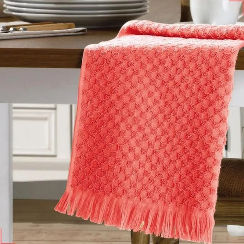 Kit 6 Panos De Cozinha Felpudo Jacquard 45cm X 70cm Coral