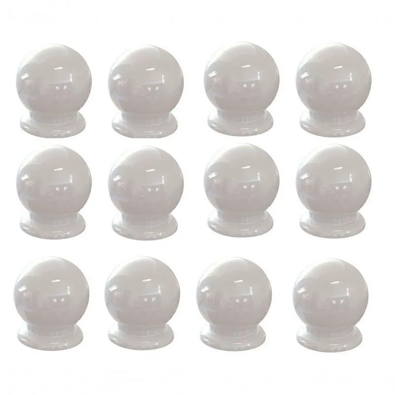 Kit Com 12 Puxadores Gavetas Cômodas Portas Bolinha Plástico branco