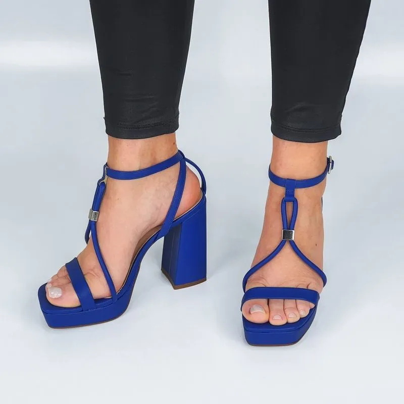 Sandália Bebecê Salto Grosso com Meia Pata T8445-027 38 / Azul