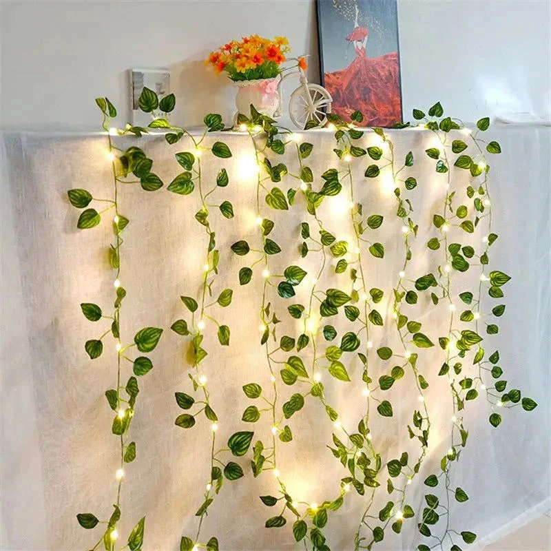 Planta Decorativa Brilhante com Iluminação Led Lenogue Folhas 01 / 10M 100LEDS