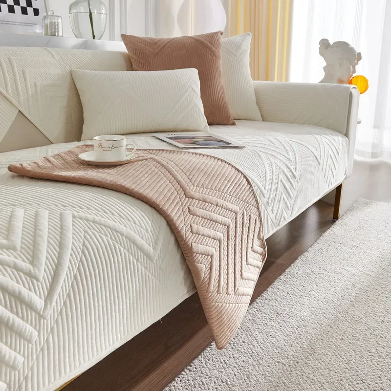 Capa para Sofá Plush Acolchoada Antiderrapante Impermeável Branco Lenogue Branco / 90x210cm