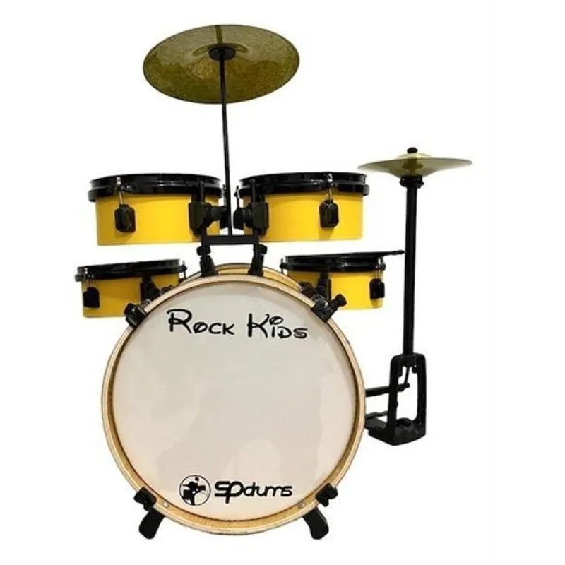 Bateria Musical Infantil Rmv Rock Kids Com Chimbal - Amarelo