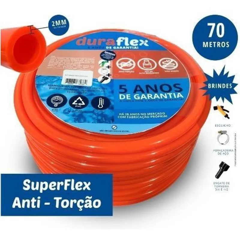 Mangueira De Jardim 70M Com Esguicho Reforçada Duraflex