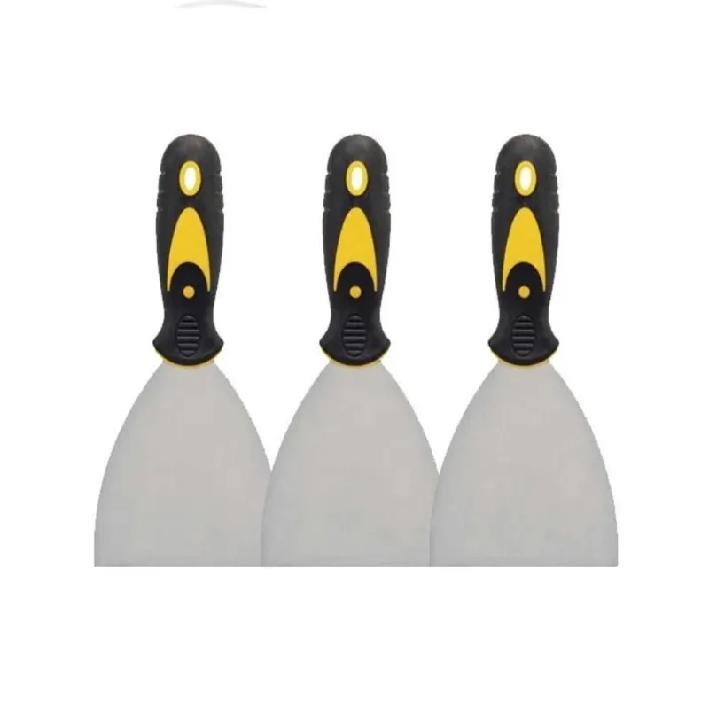 Kit 3 Espátula De Aço Lisa Com Cabo Emborrachado 3'' 0,7Mm