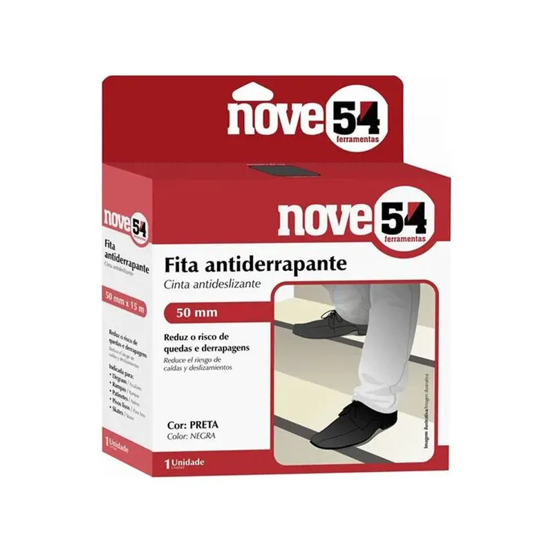 Kit 20 Fita Antiderrapante Preta 50mm X 5m - Nove54