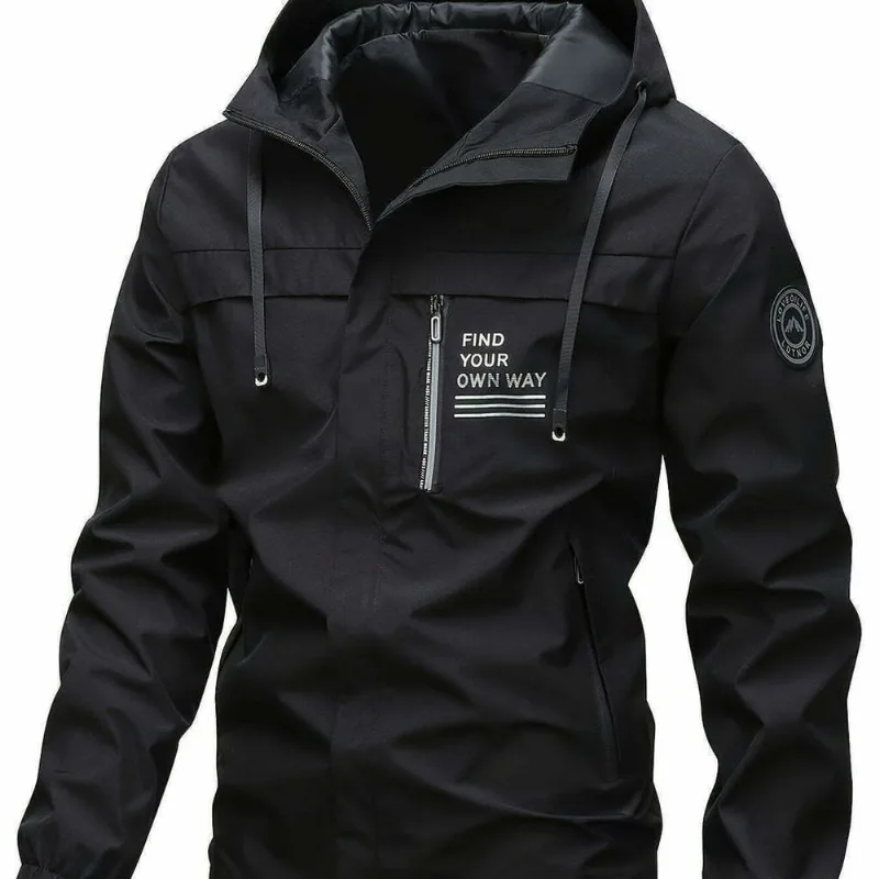 Jaqueta Corta-vento Com Capuz Masculina Elashopp Preto Egg