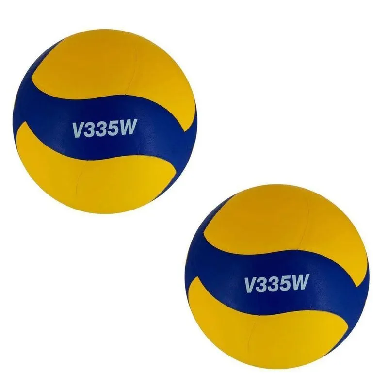 Kit 2 Bola De Vôlei V335w Aprovada Fivb Amarelo E Azul Mikasa
