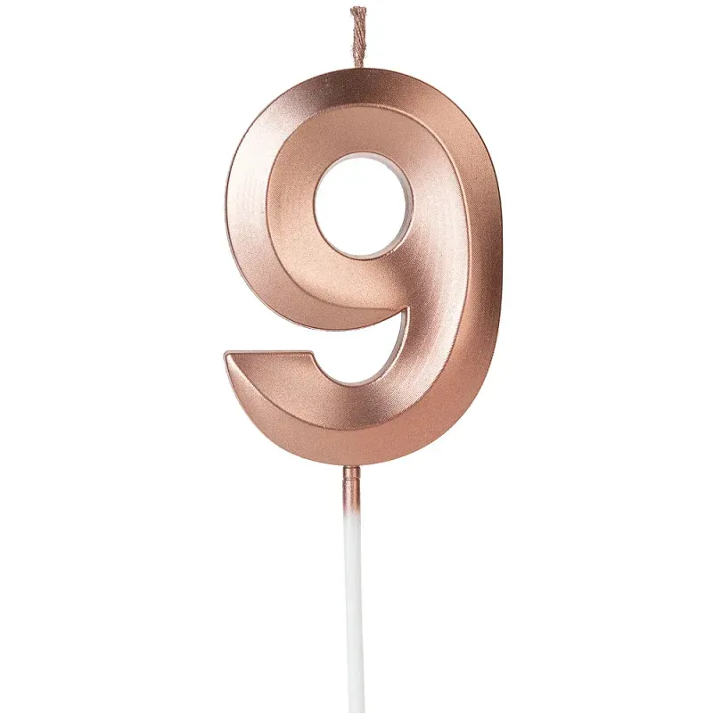 VELA ANIVERSARIO FESTA CHIQUE GOLD ROSA NUMERO 9