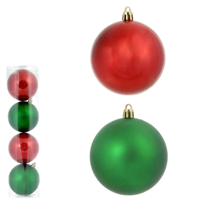 Bola Natal Em Tubo Perolada C/4 Und (Colorido) 8cm (Florarte)
