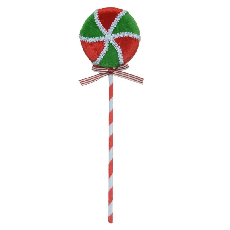 Enfeite Natal Pirulito (Verde Vermelho) 33x9cm (Florarte)