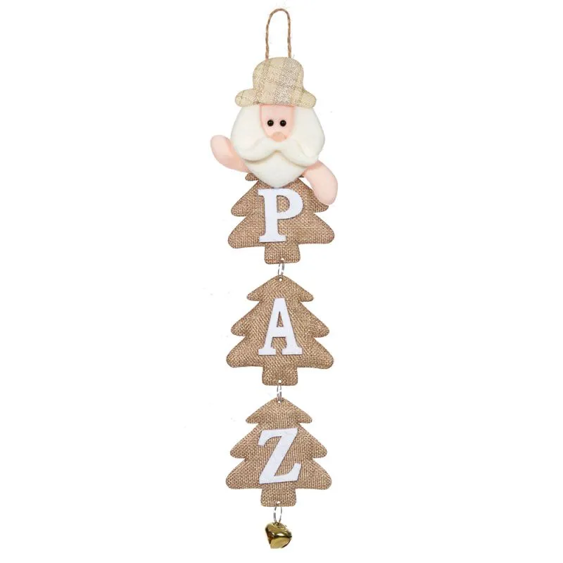 Natal Enfeite Papai Noel Paz (Bege) 10x47cm (Florarte)