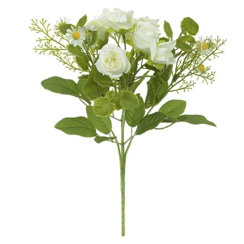 Buque de rosas permanente creme c/ margaridas 30CM florarte