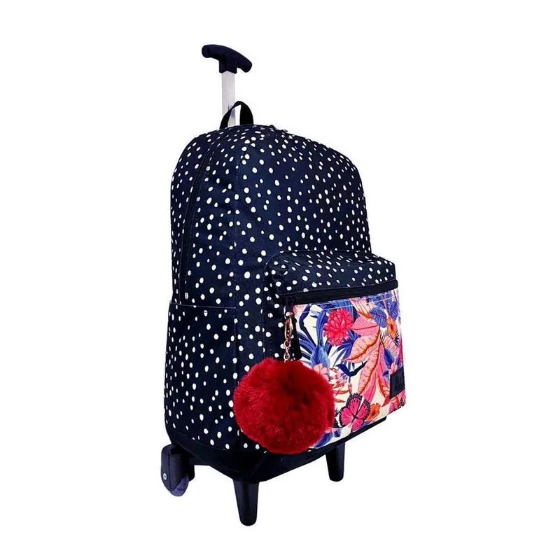 Mochila Bolsa Universitária Feminina Moderna Rodinhas +