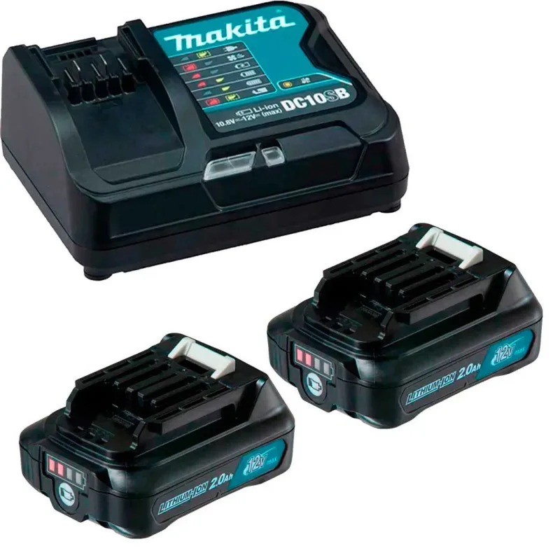 Combo Carregador 12V Simples DC10SB Bivolt + 2 Bateria 2AH 12V MAKITA