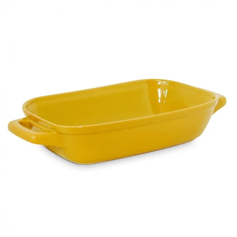 Assadeira Retangular com Alça 2,2L Mondoceram Gourmet 6,7cmx20,5cmx38,1cm Amarelo