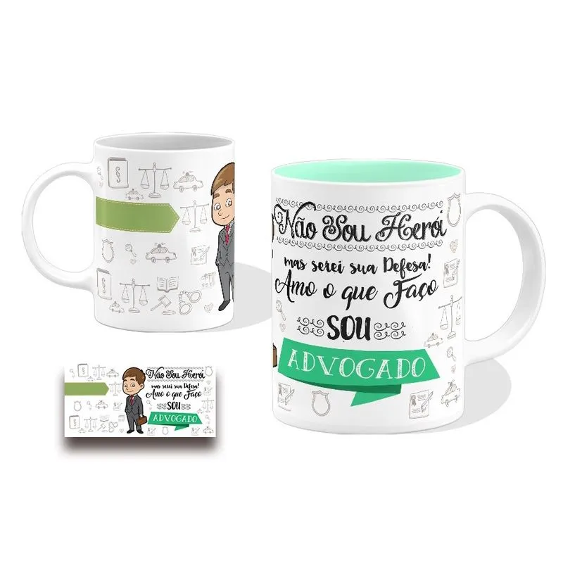 Caneca Profissão Advogado Presente Branca Porcelana 325ml Cerâmica Café Xicara Caneco Leite Quente Chá Envio Imediato