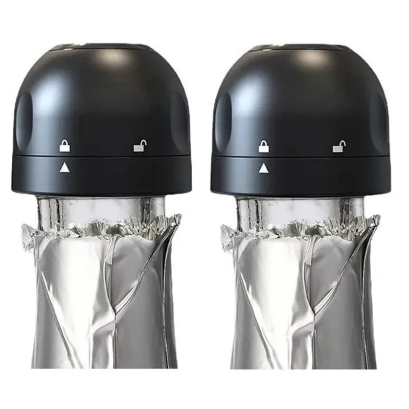 Kit 2 Rolhas Para Garrafa De Vinho Champagne Tampa com Trava Reutilizável Top Chef