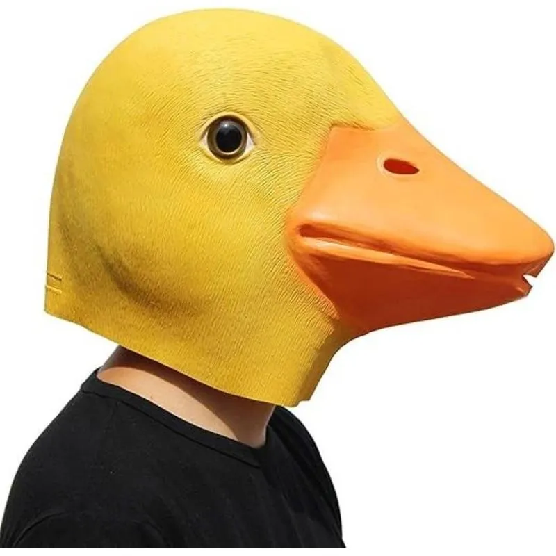 Máscara Látex Animal Pato Amarelo Festa Cosplay