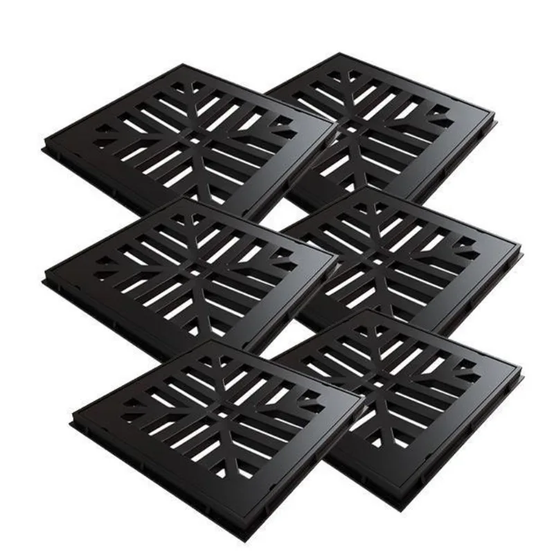 Kit 6 Ralo Grelha Quadrado Com Porta Grelha Preto 20X20Cm