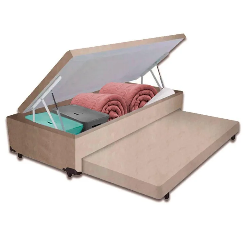 Bicama Box Com Baú Solteiro Bege 78x188x44 V-store