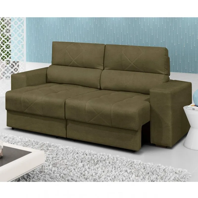 Sofá Retrátil e Reclinável 3 Lugares Neon 209cm Gralha Azul Veludo Marrom