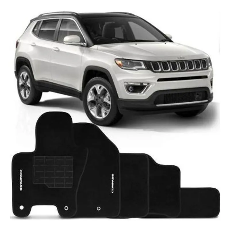 Jogo Tapete Carpete Bordado Jeep 2017 A 2020