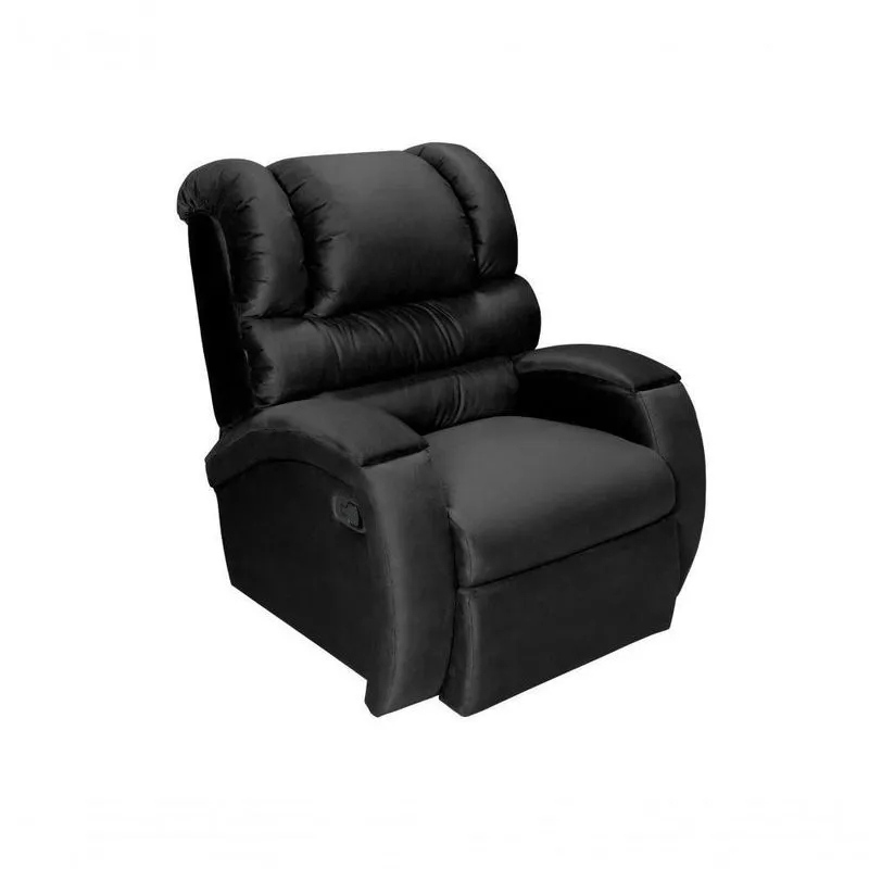Cadeira Poltrona Reclinável Para Idoso Zero Wall Com Balanço E Giro Com Massageador Suede Preto