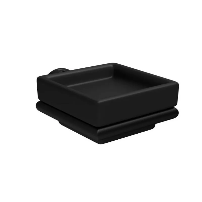 Saboneteira de Parede Com Louça Slim Black Matte