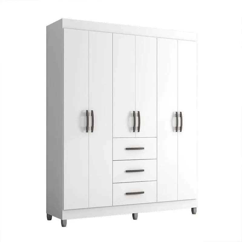 Guarda Roupa Sevilha 6 Portas 3 Gavetas Poquema Branco